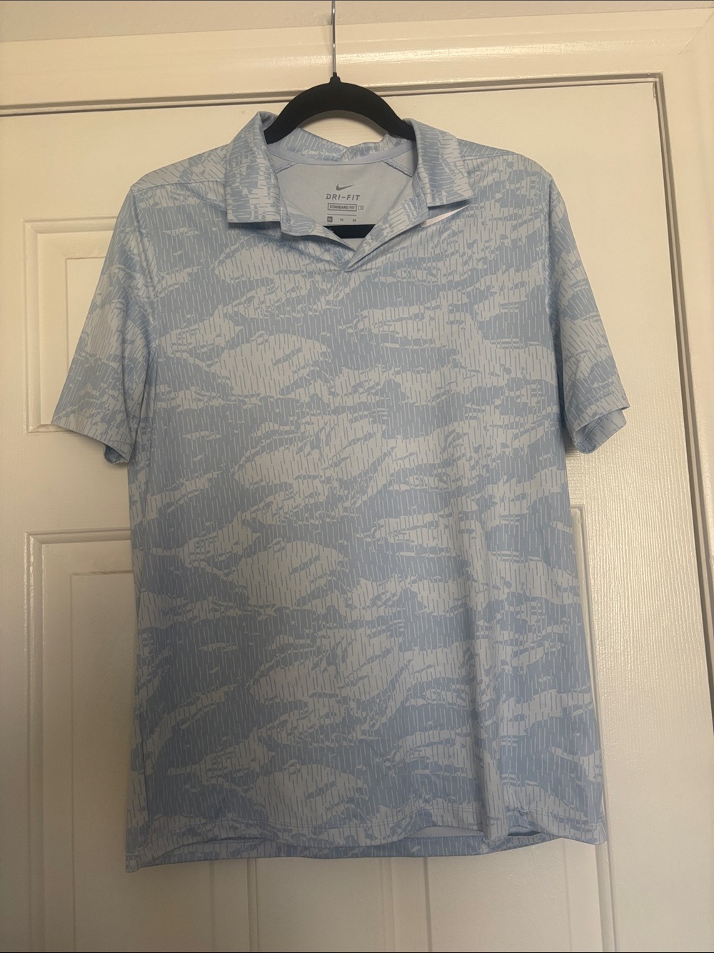 Nike Light Blue/White Patterned Dri-FIT Polo